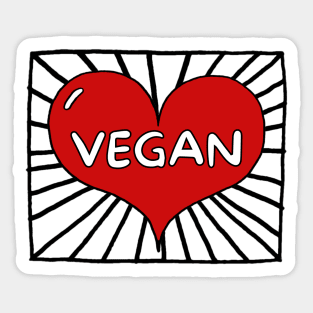 VEGAN - VEGAN in Red Heart Against Radiating Black White Background Sticker